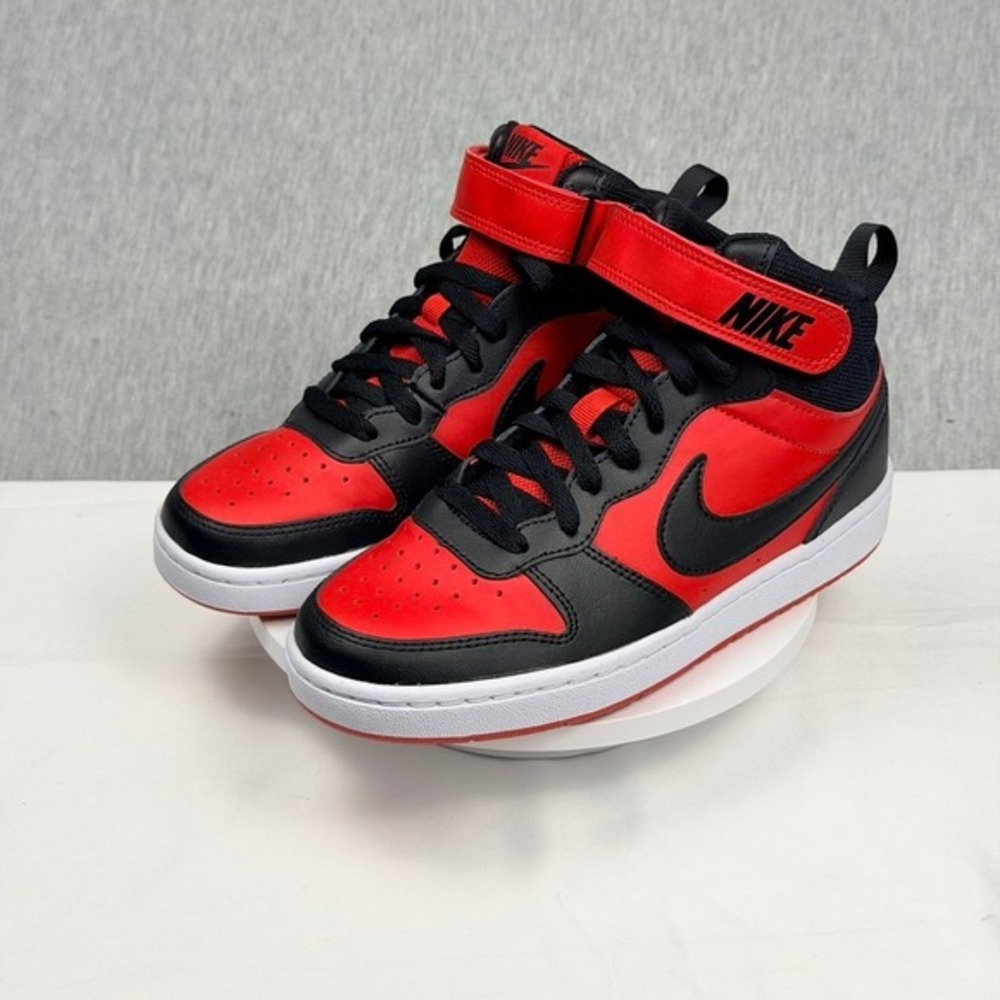 Nike Court Borough Mid 2 GS Bred Red Black Sneakers CD7782-602 Size 5Y BNIB - Picture 1 of 11